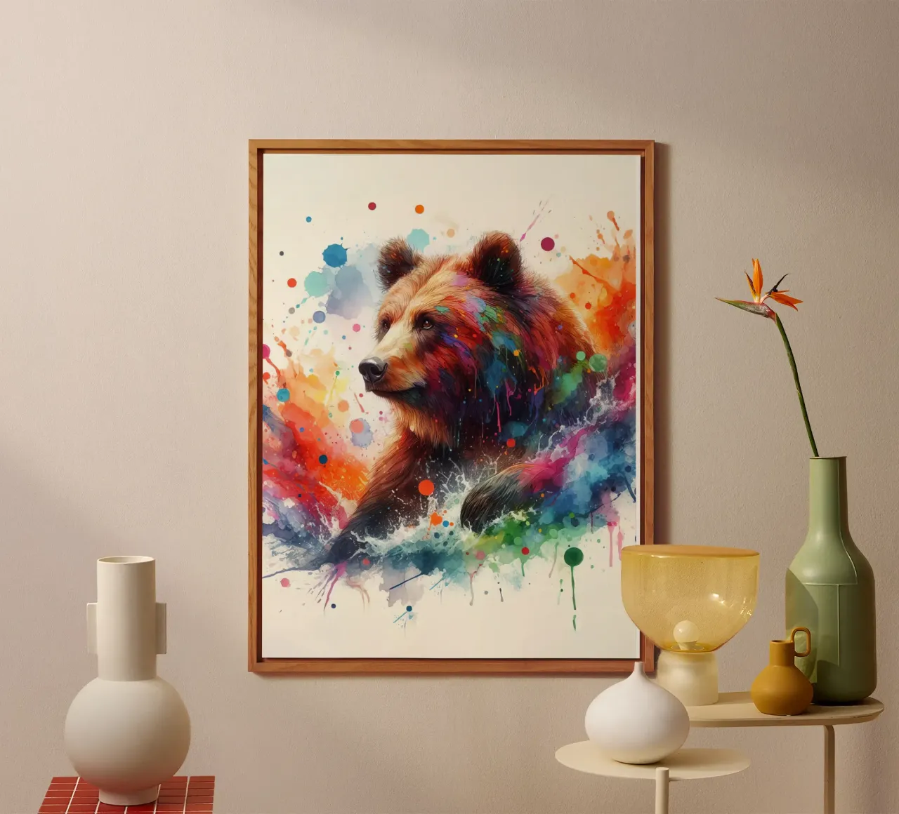 Orso in acquerello alluminio dibond da ARTVI-SHOP