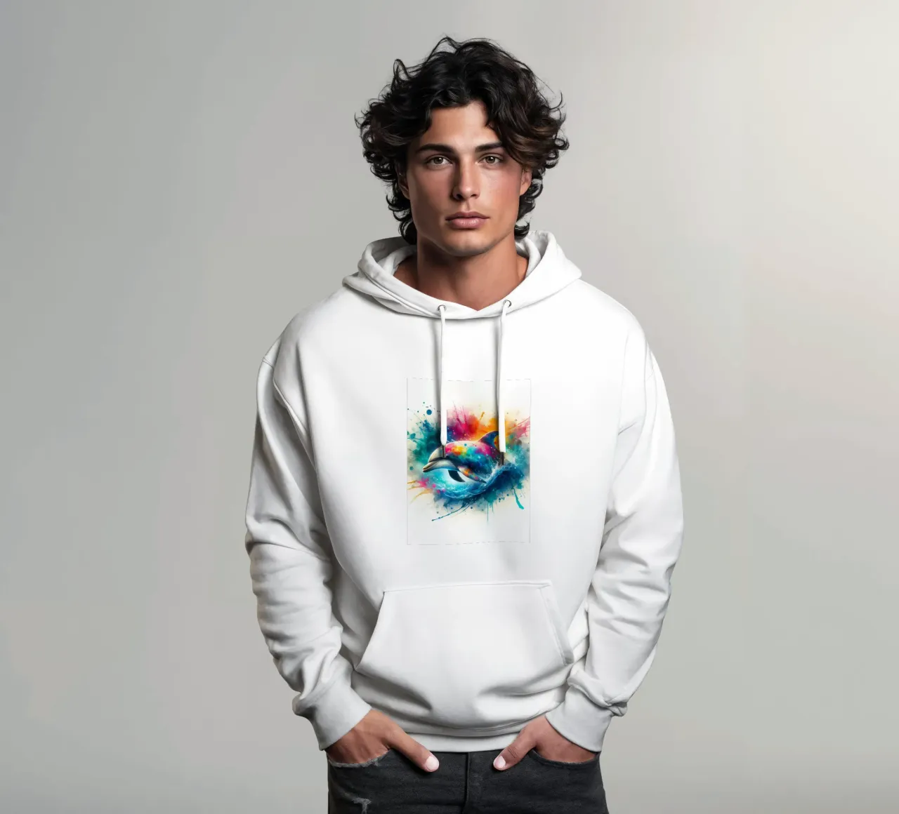 Delfino ad acquerello felpa con cappuccio da ARTVI-SHOP