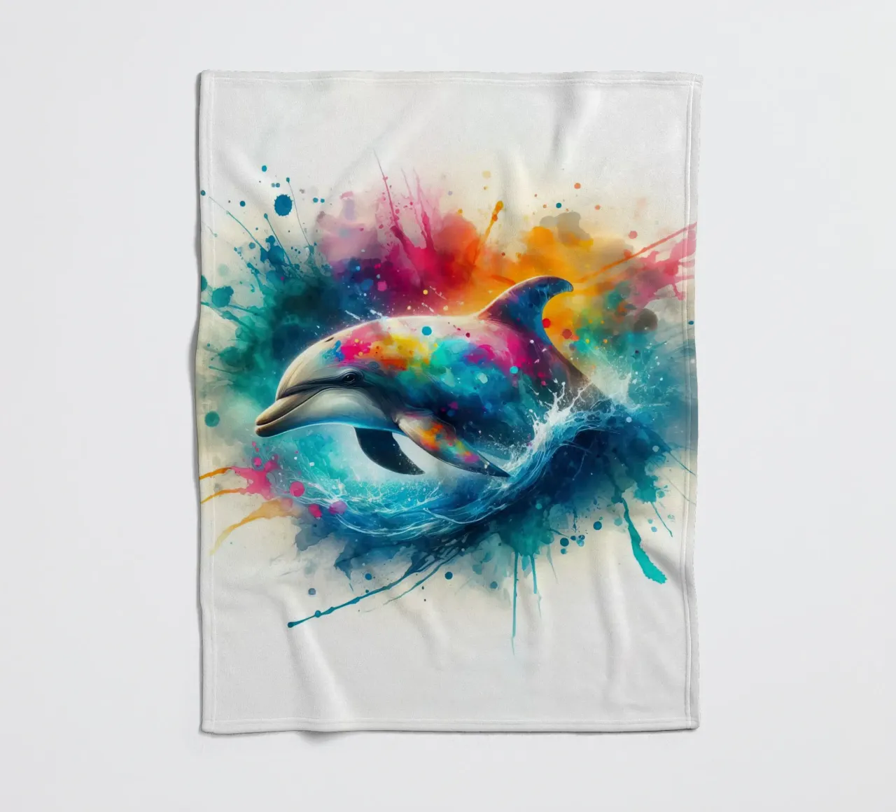 Delfino ad acquerello coperta in pile da 🎁 ARTVI-SHOP