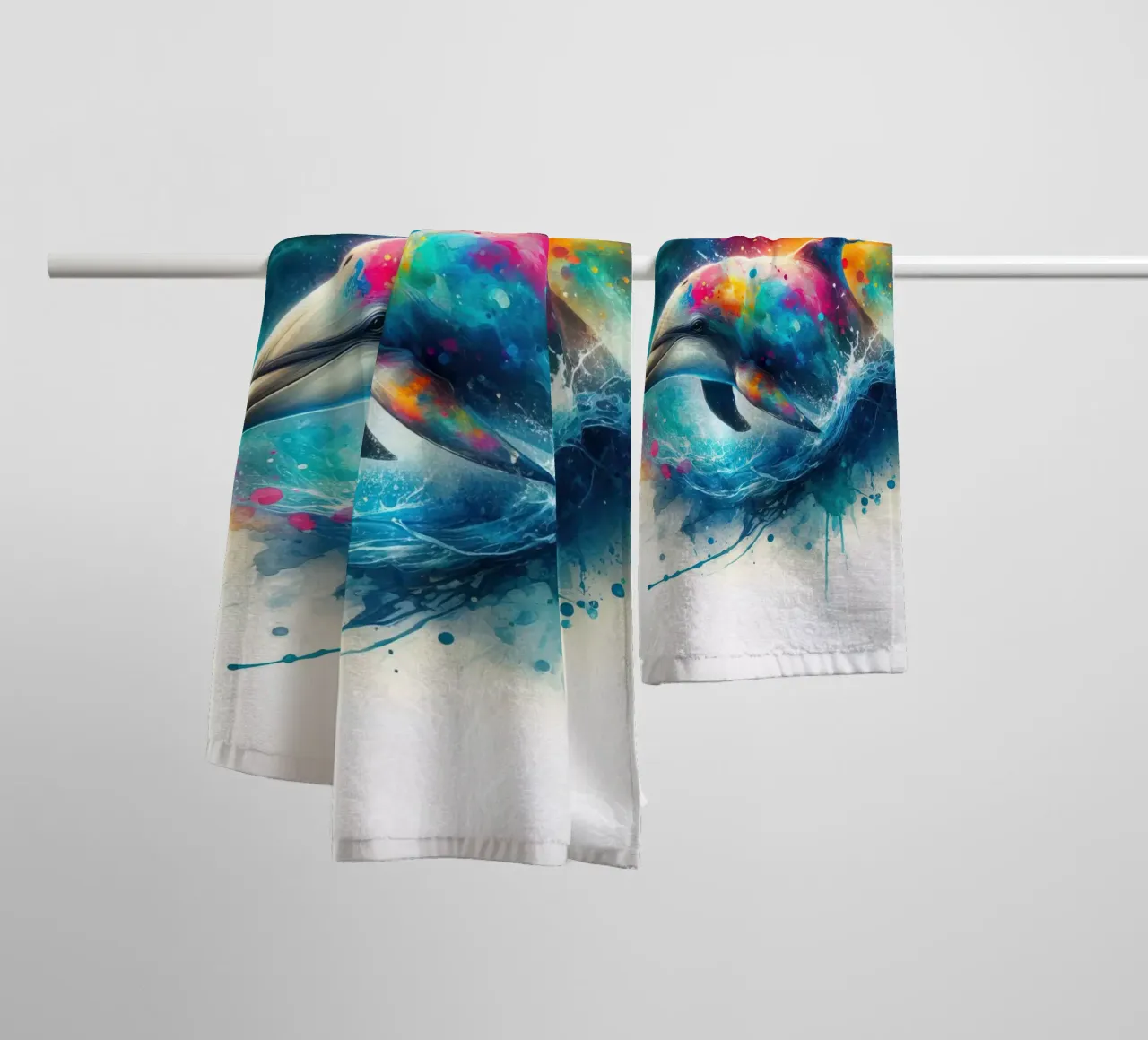 Delfino ad acquerello asciugamano da bagno da 🎁 ARTVI-SHOP