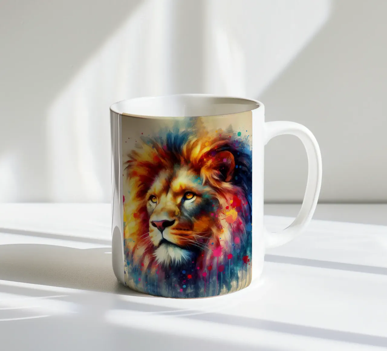Leone ad acquerello tazza in ceramica da 🎁 ARTVI-SHOP