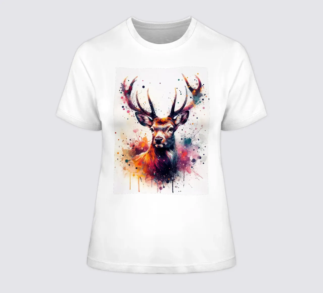 Deer in watercolor women's fitted t-shirt by 🎁 ARTVI-SHOP