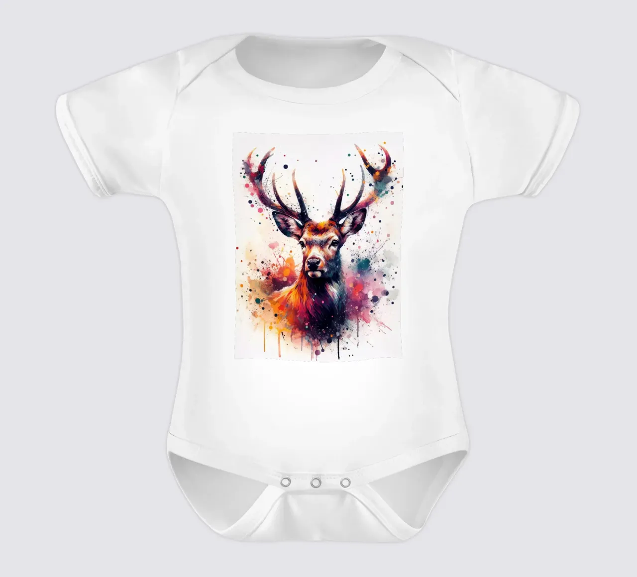 Cervo in acquerello body neonato maniche corte da ARTVI-SHOP