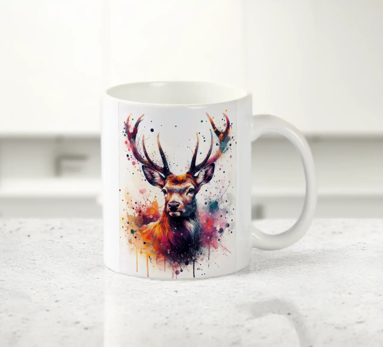 Cervo in acquerello tazza in ceramica da ARTVI-SHOP