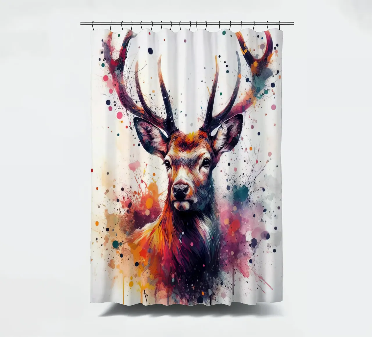 Deer in watercolor shower curtain by 🎁 ARTVI-SHOP