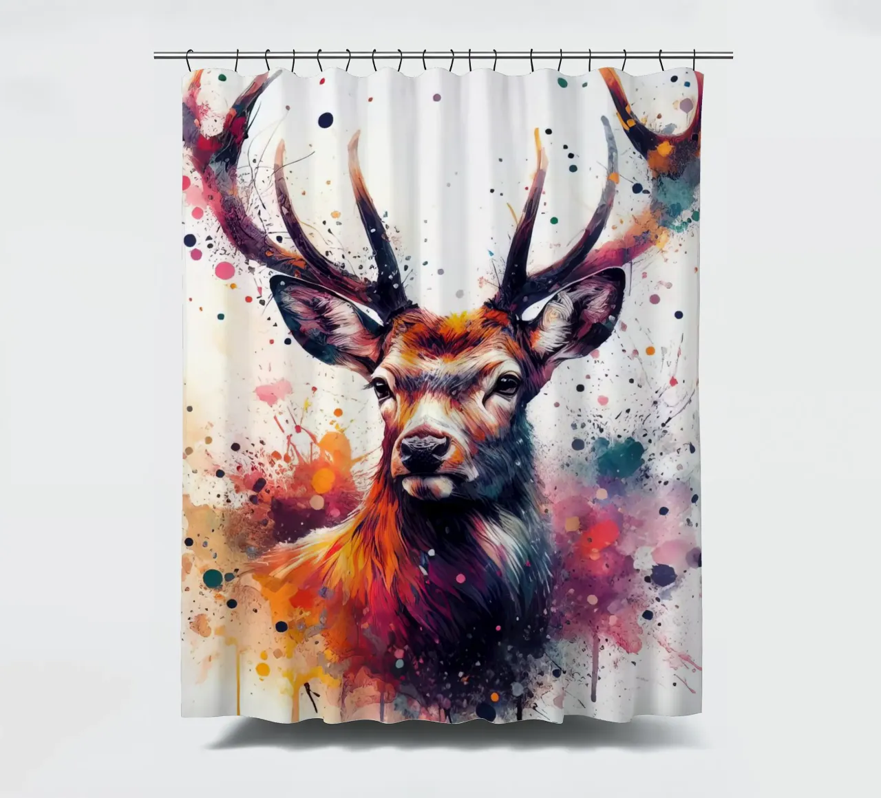 Deer in watercolor shower curtain by 🎁 ARTVI-SHOP