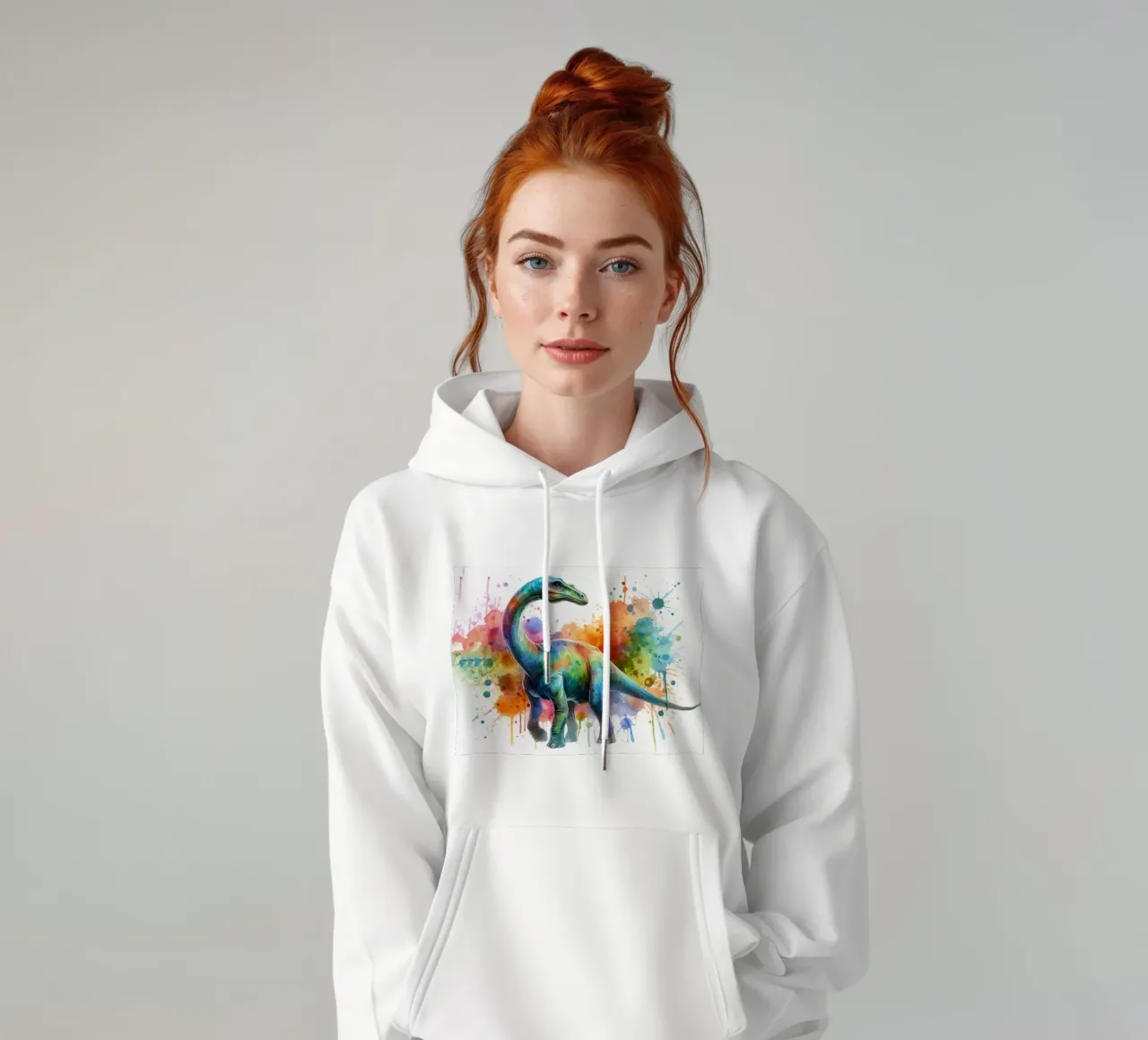 Dinosauro ad acquerello felpa con cappuccio da 🎁 ARTVI-SHOP