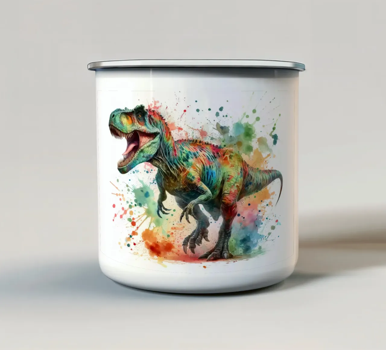 Dinosauro ad acquerello tazza in smalto da ARTVI-SHOP