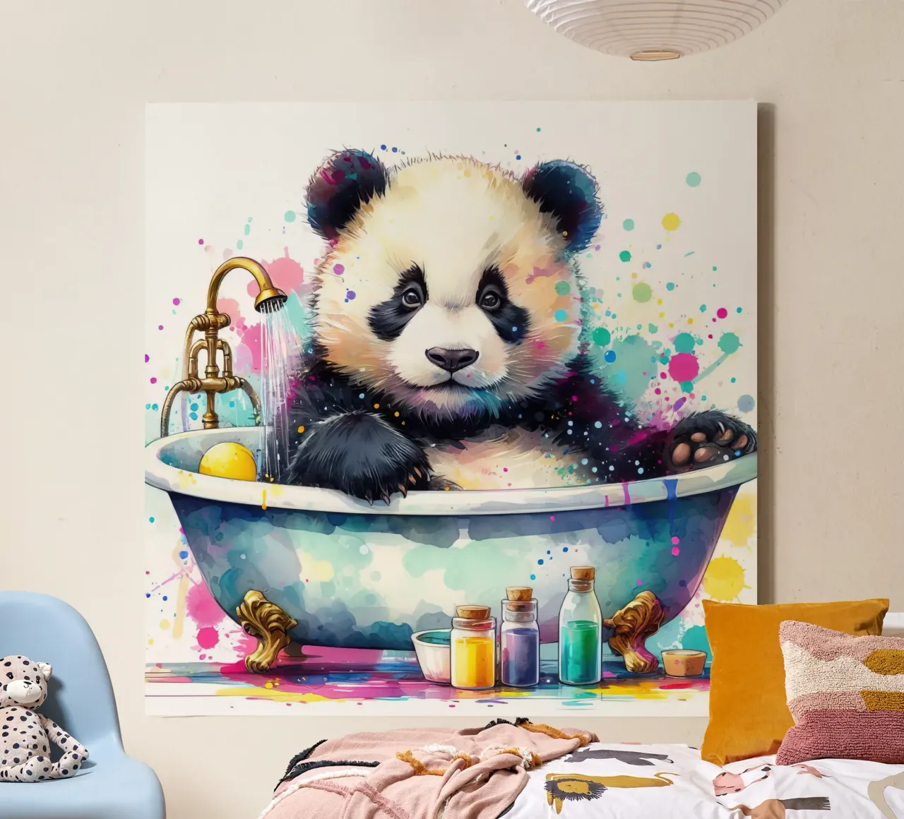 Pandabeer in bad canvas van 🎁 ARTVI-SHOP