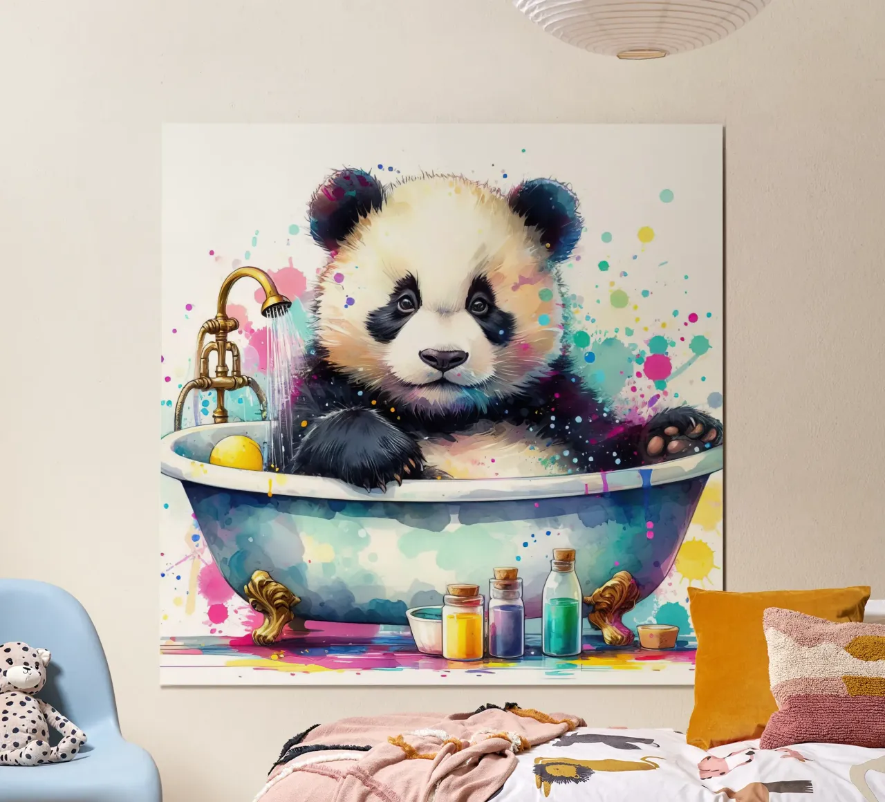 Orso panda nella vasca da bagno poster da ARTVI-SHOP