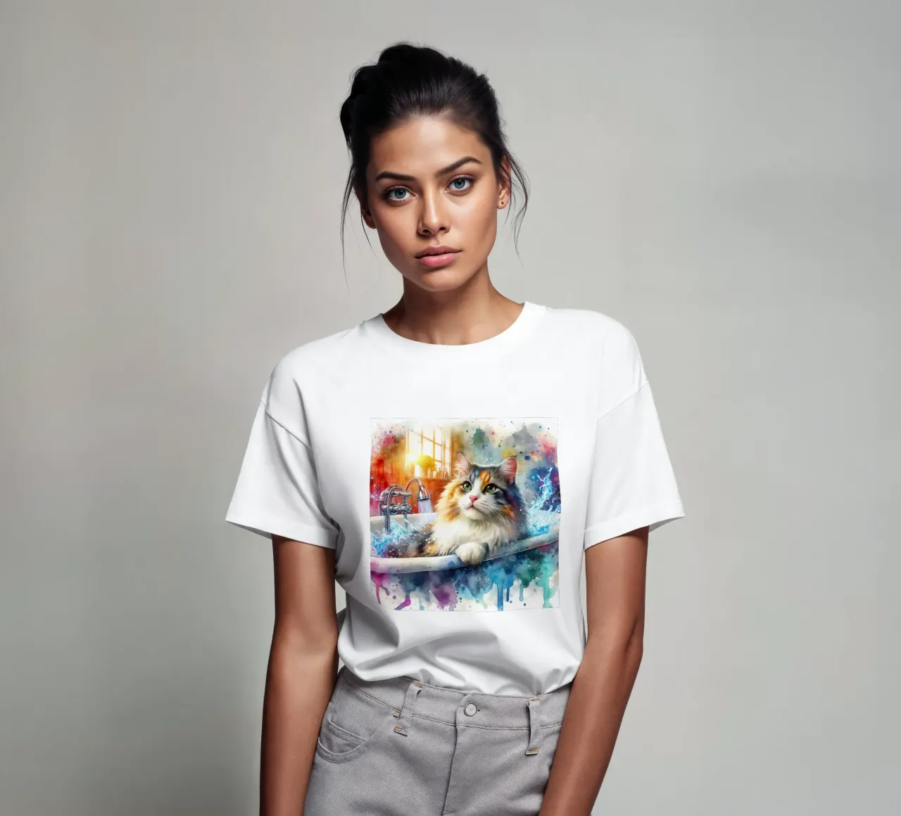 Un gatto nella vasca da bagno t-shirt da 🎁 ARTVI-SHOP
