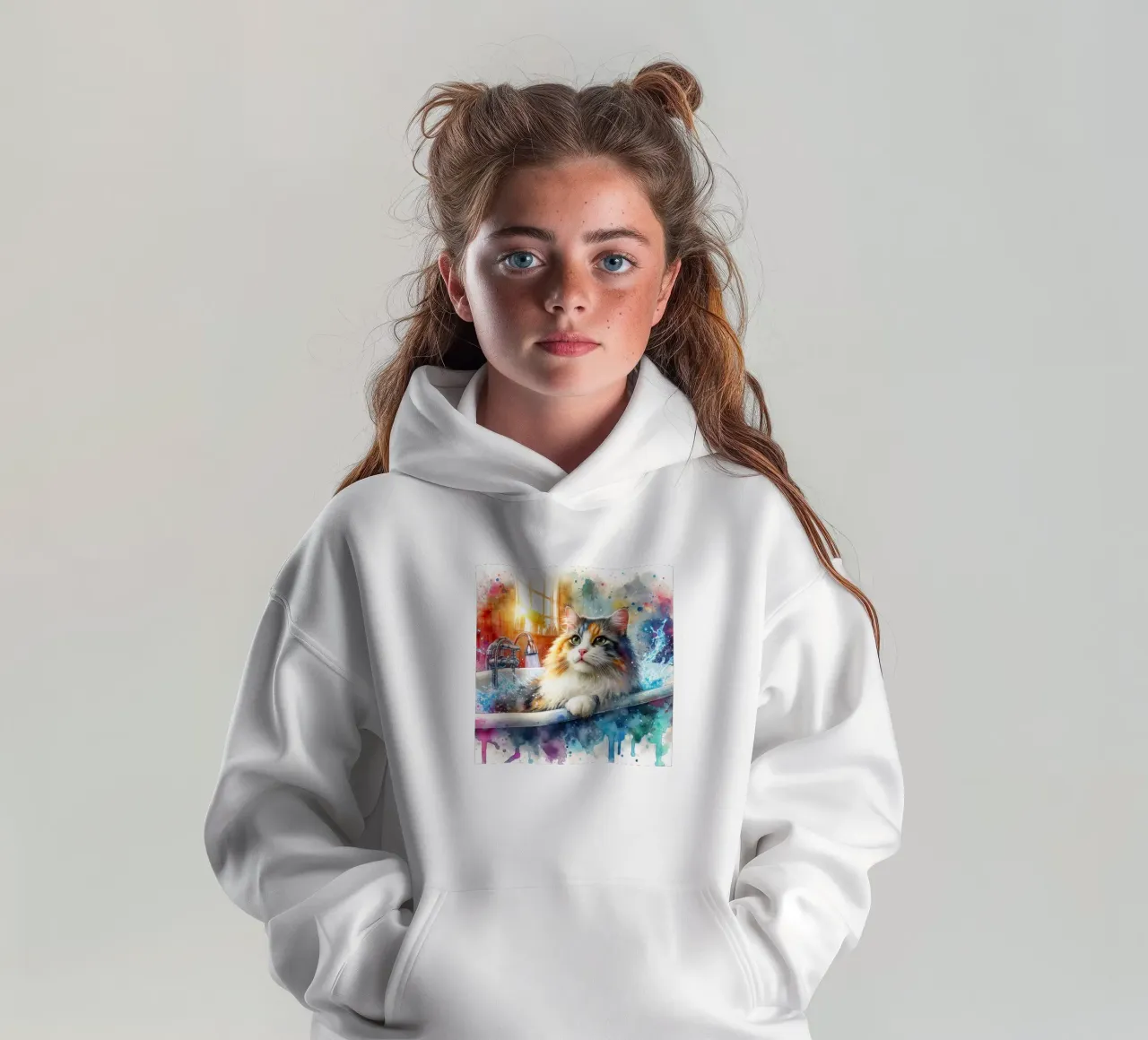 Un gatto nella vasca da bagno felpa bambino con cappuccio da 🎁 ARTVI-SHOP