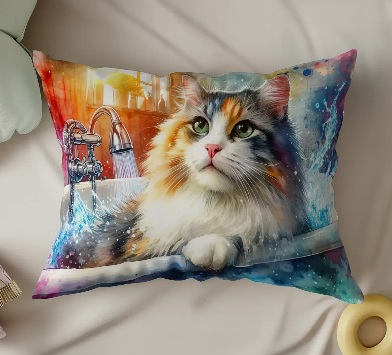 Un gatto nella vasca da bagno cuscino da 🎁 ARTVI-SHOP