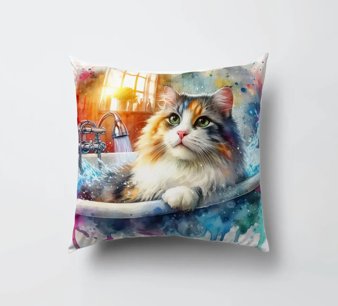 Un gatto nella vasca da bagno cuscino da 🎁 ARTVI-SHOP