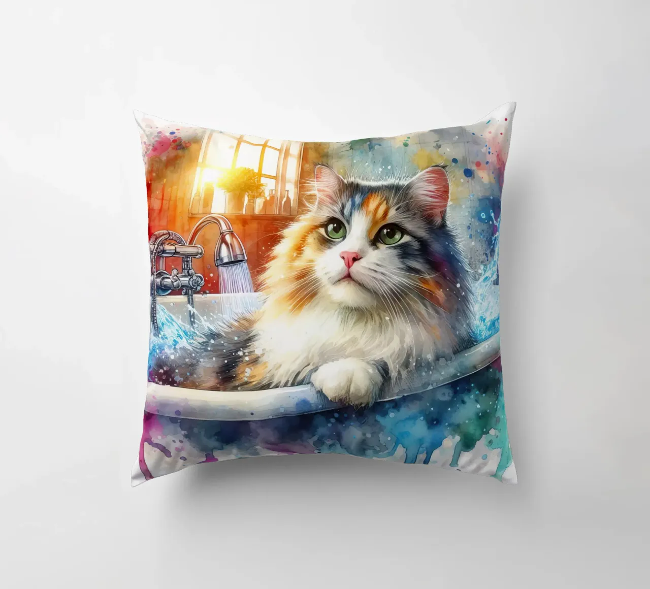 Un gatto nella vasca da bagno cuscino da 🎁 ARTVI-SHOP