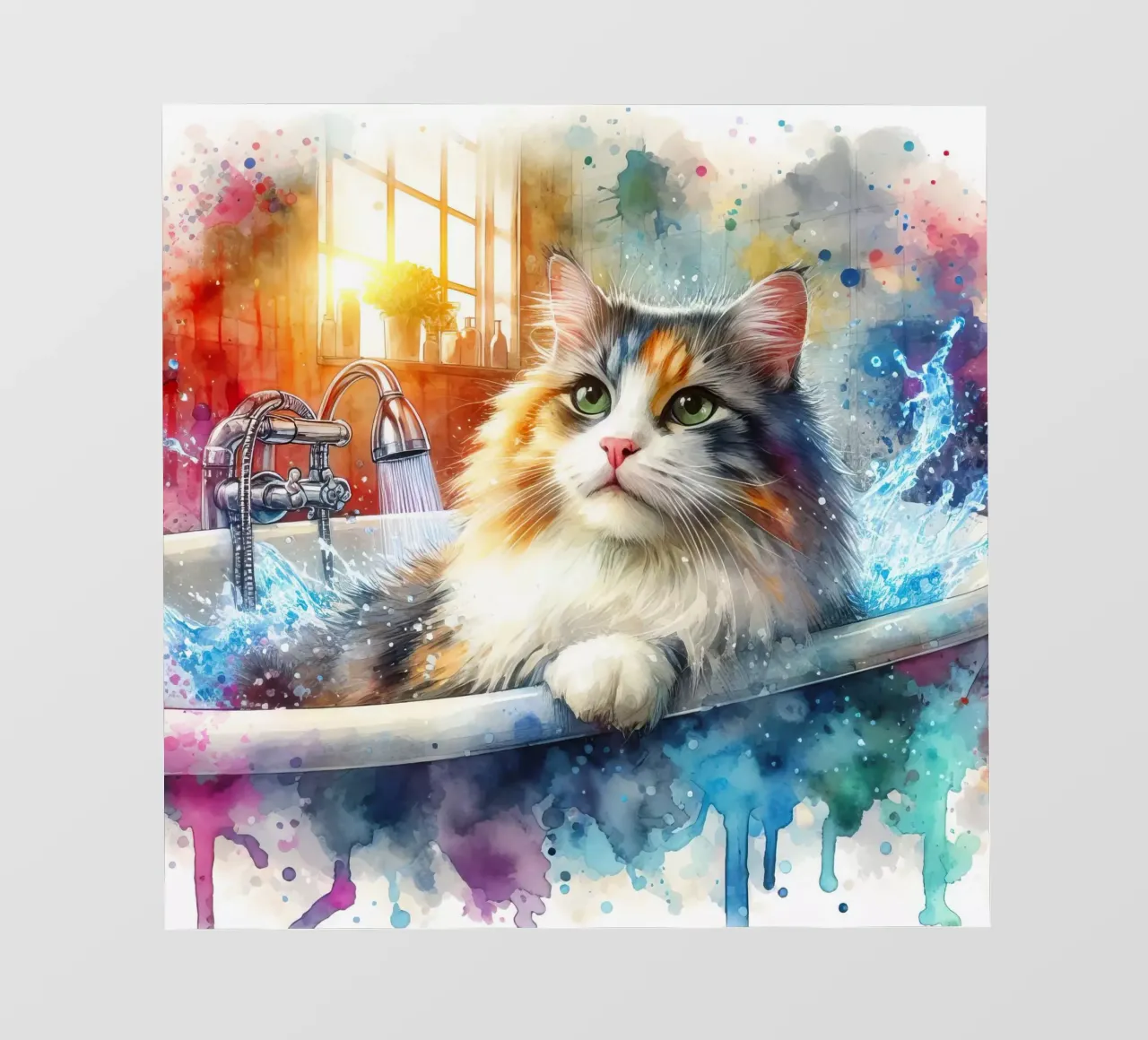Un gatto nella vasca da bagno pellicola backlit da 🎁 ARTVI-SHOP