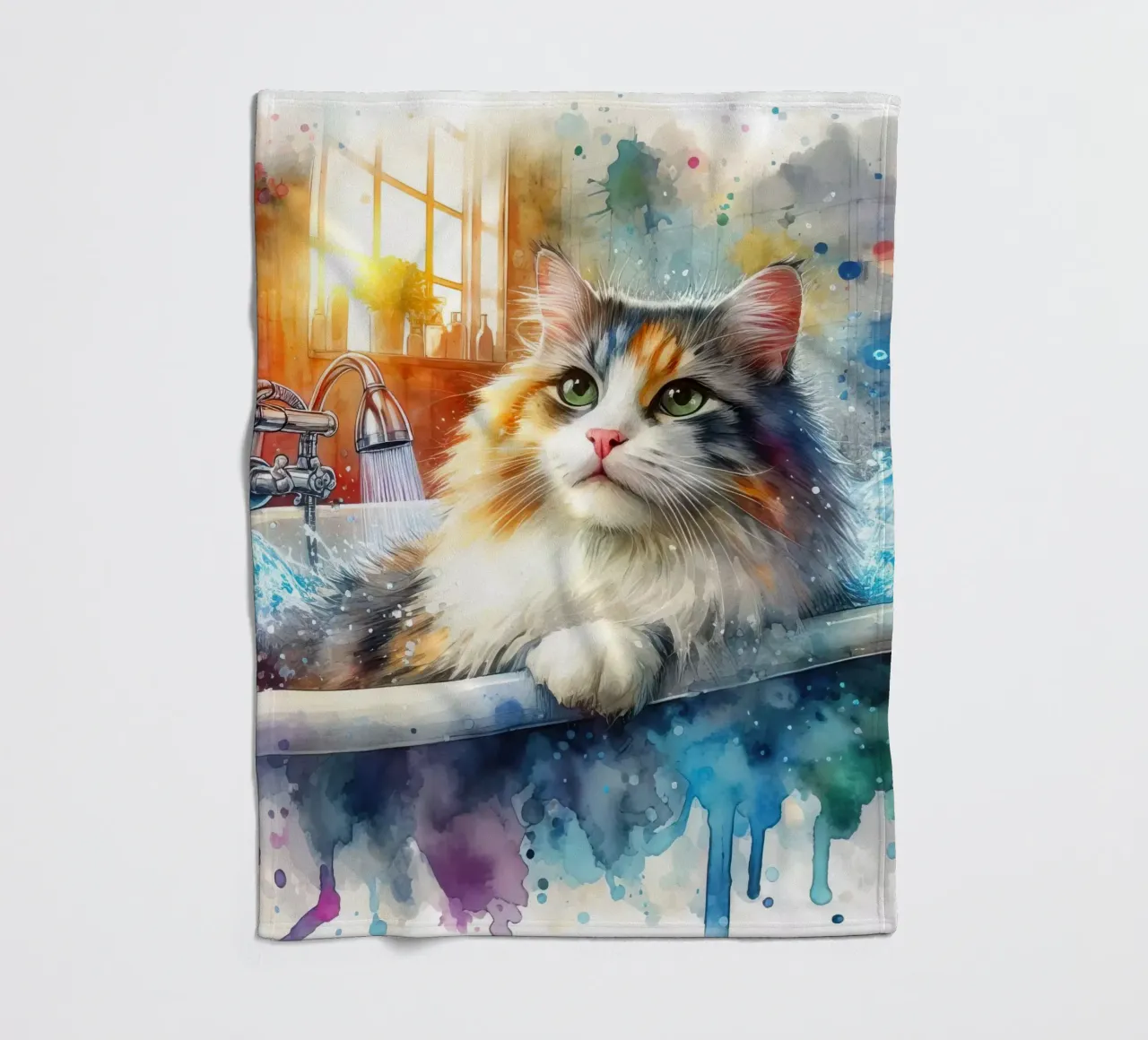 Un gatto nella vasca da bagno coperta in pile da 🎁 ARTVI-SHOP