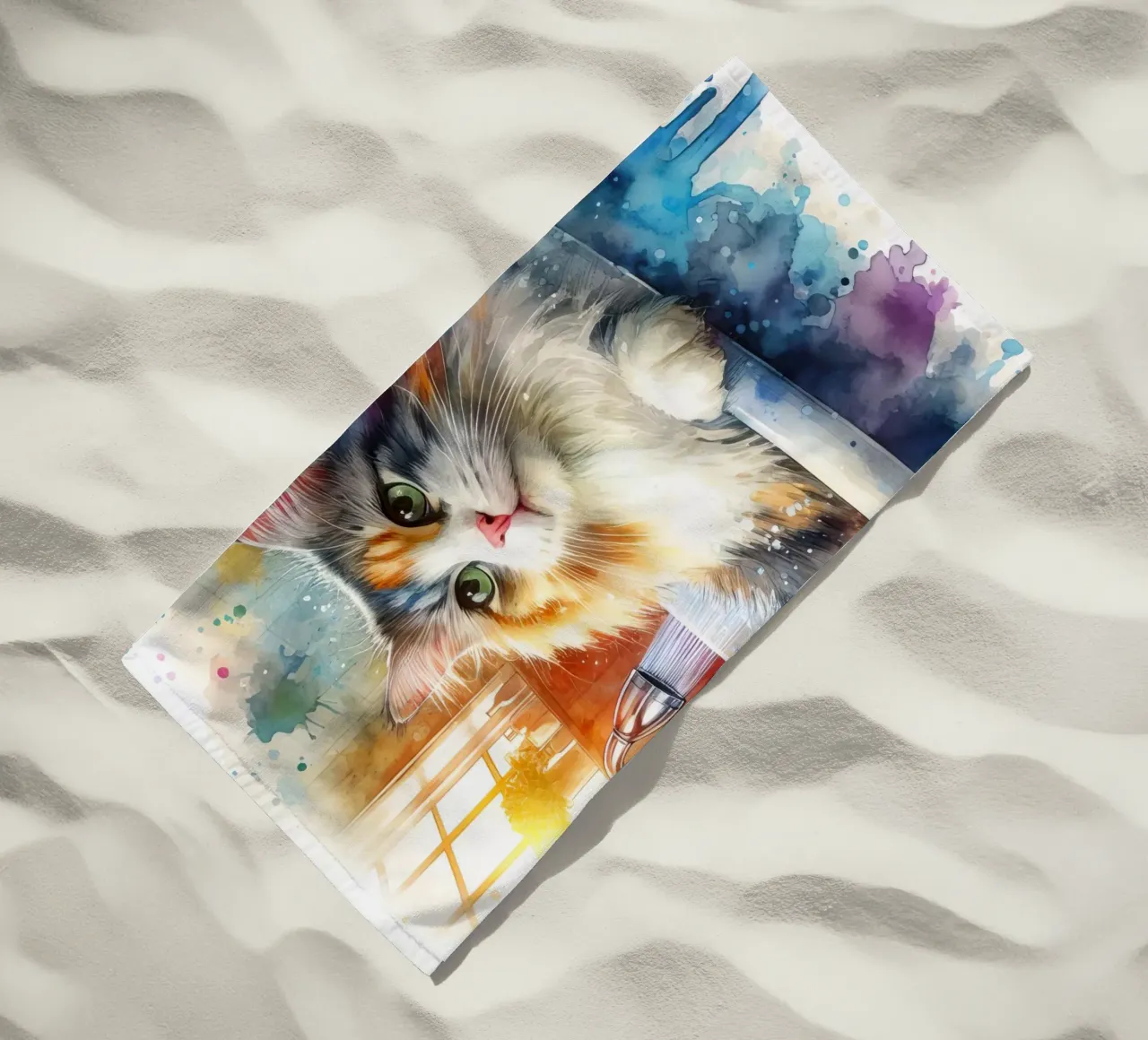 Un gatto nella vasca da bagno telo mare da 🎁 ARTVI-SHOP