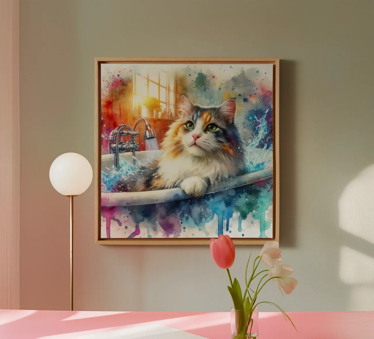 A cat in the bathtub canvas by 🎁 ARTVI-SHOP
