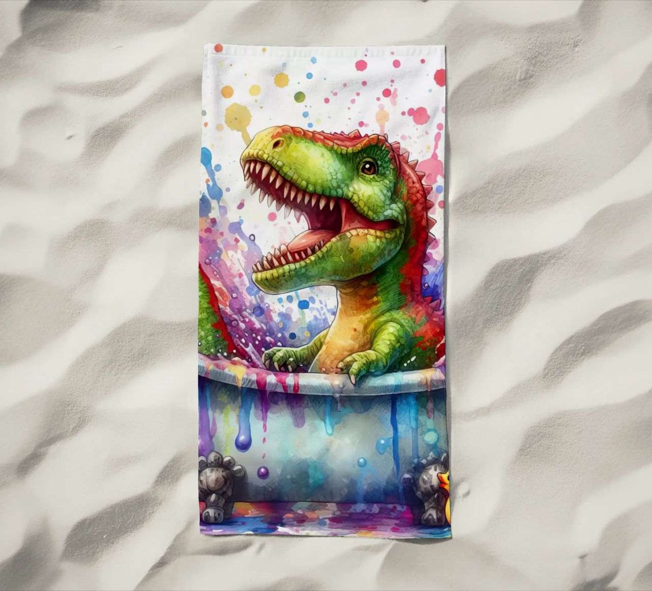 Un dinosaure dans la baignoire serviette de plage de ARTVI-SHOP