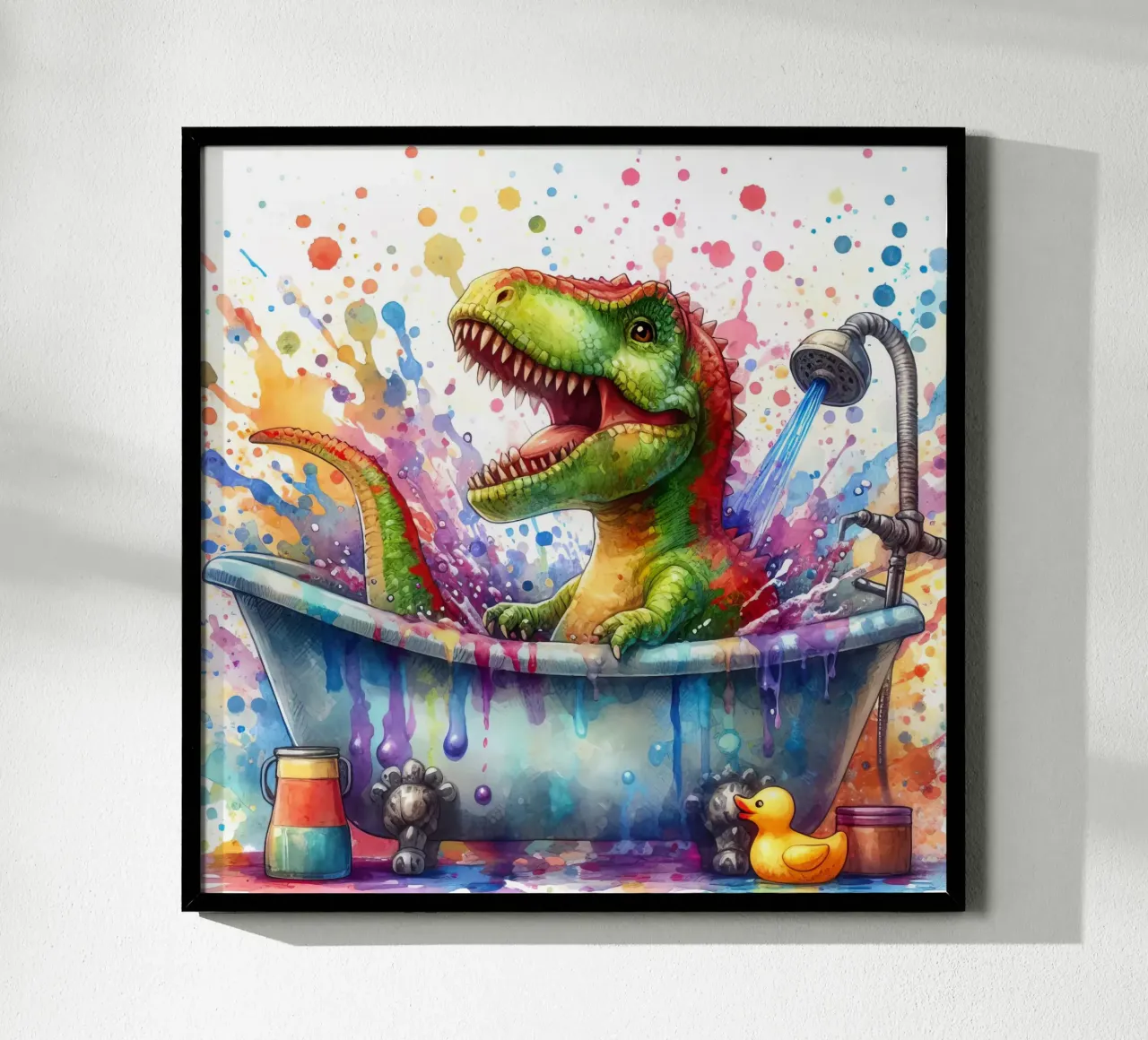 Ein Dinosaurier in der Badewanne Hahnemühle von 🎁 ARTVI-SHOP