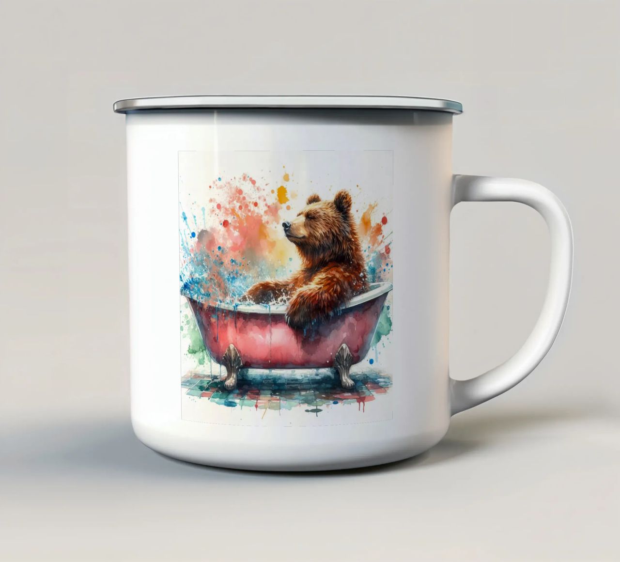 Un orso nella vasca da bagno tazza in smalto da ARTVI-SHOP