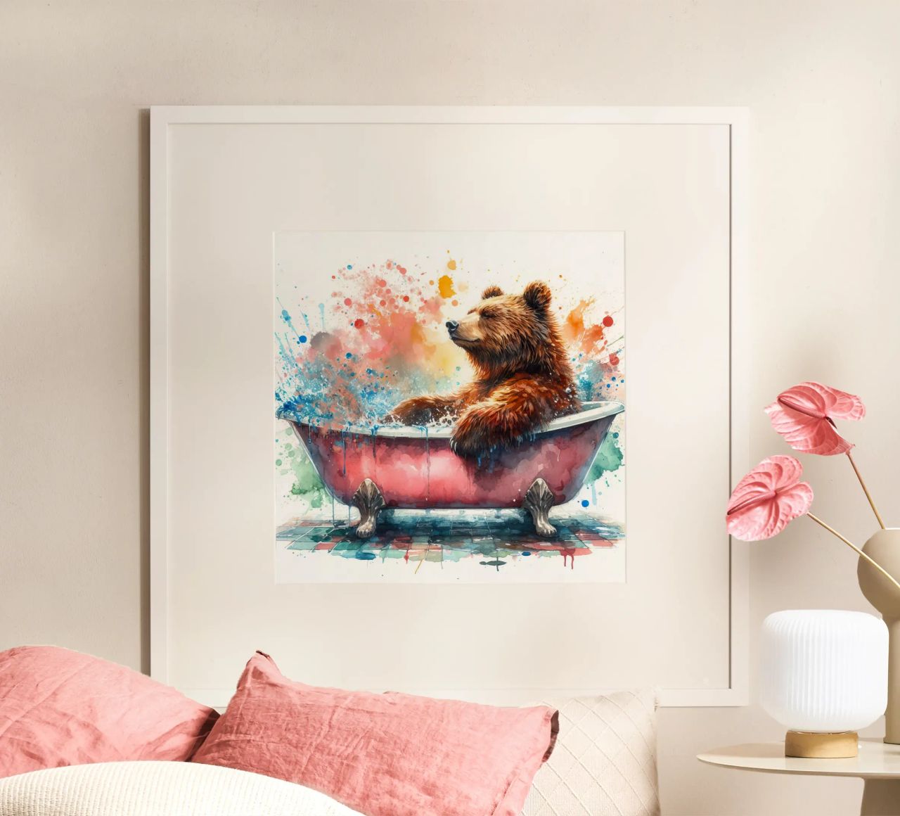 Un ours dans la baignoire poster de ARTVI-SHOP