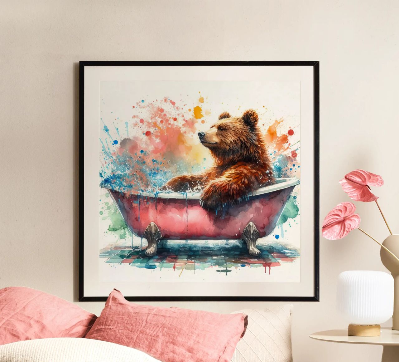 Un ours dans la baignoire poster de ARTVI-SHOP