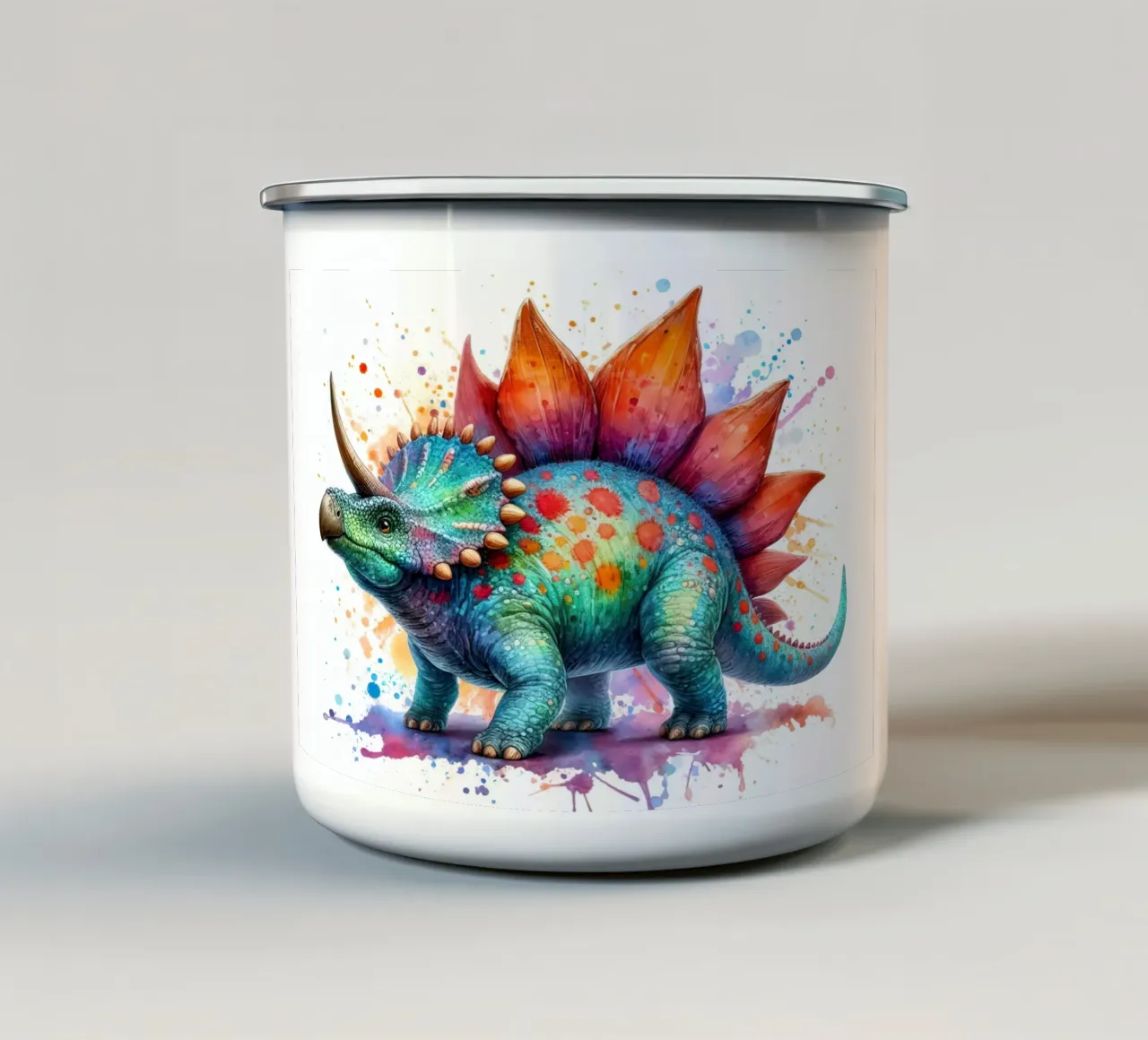 Dinosauro ad acquerello tazza in smalto da ARTVI-SHOP