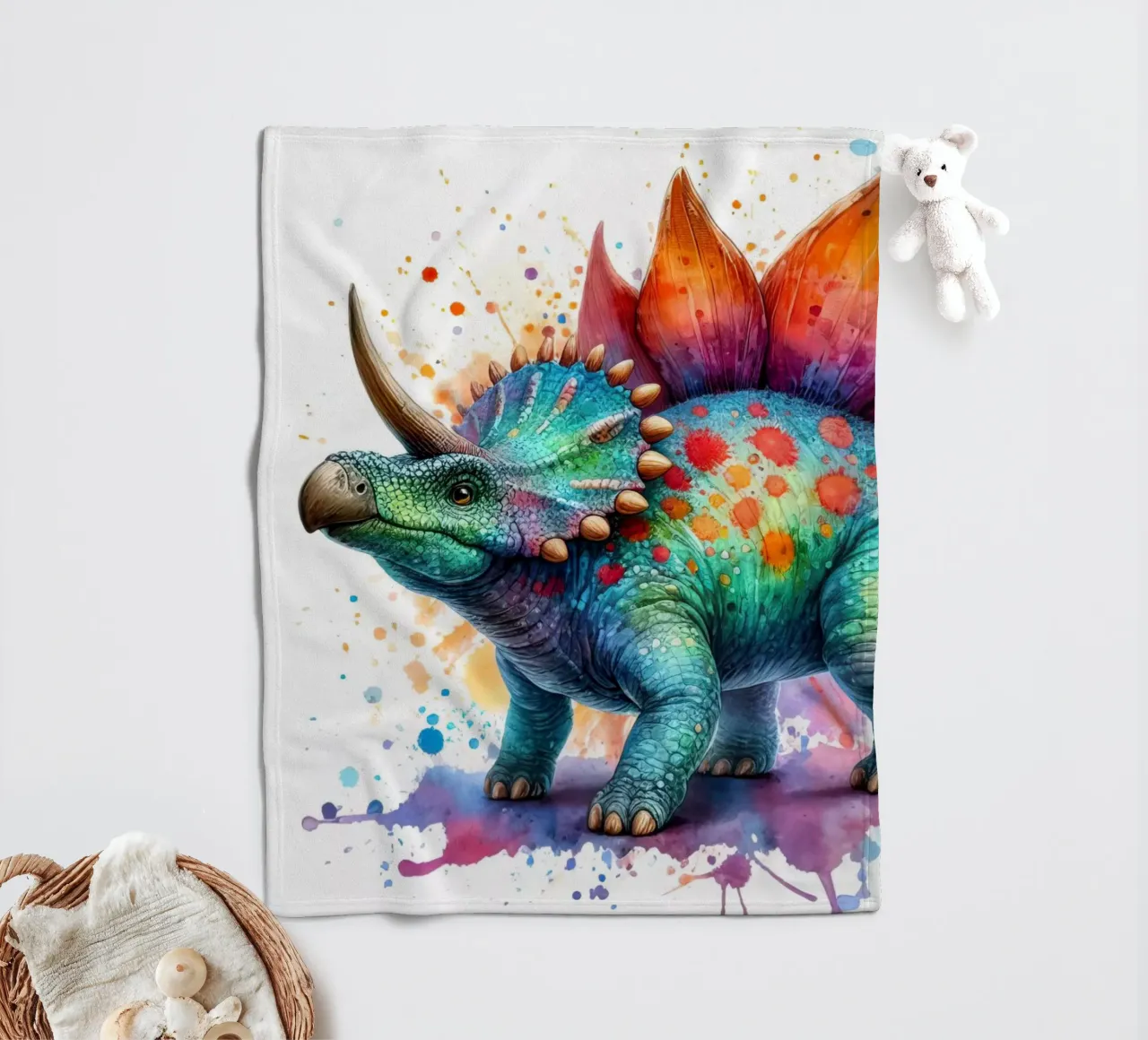Dinosauro ad acquerello coperta in pile da 🎁 ARTVI-SHOP