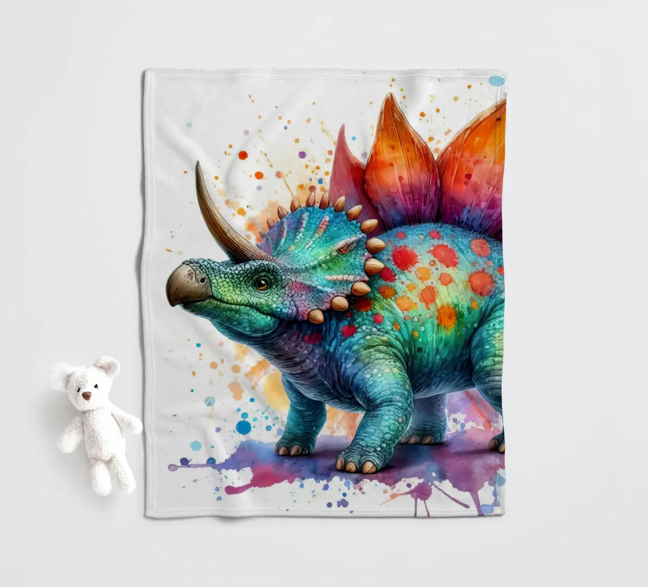 Dinosauro ad acquerello coperta in pile da 🎁 ARTVI-SHOP