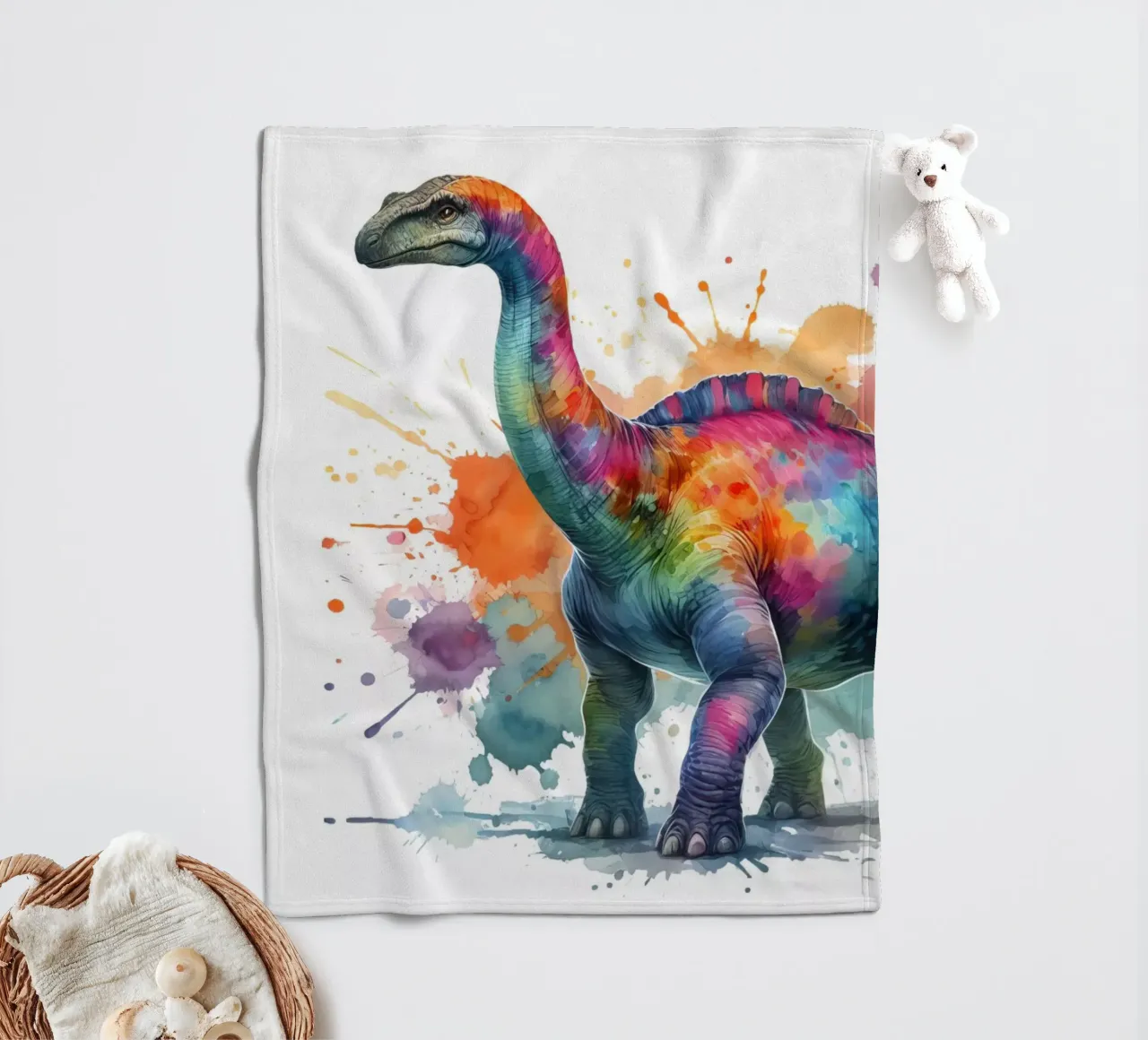 Dinosauro ad acquerello coperta in pile da 🎁 ARTVI-SHOP