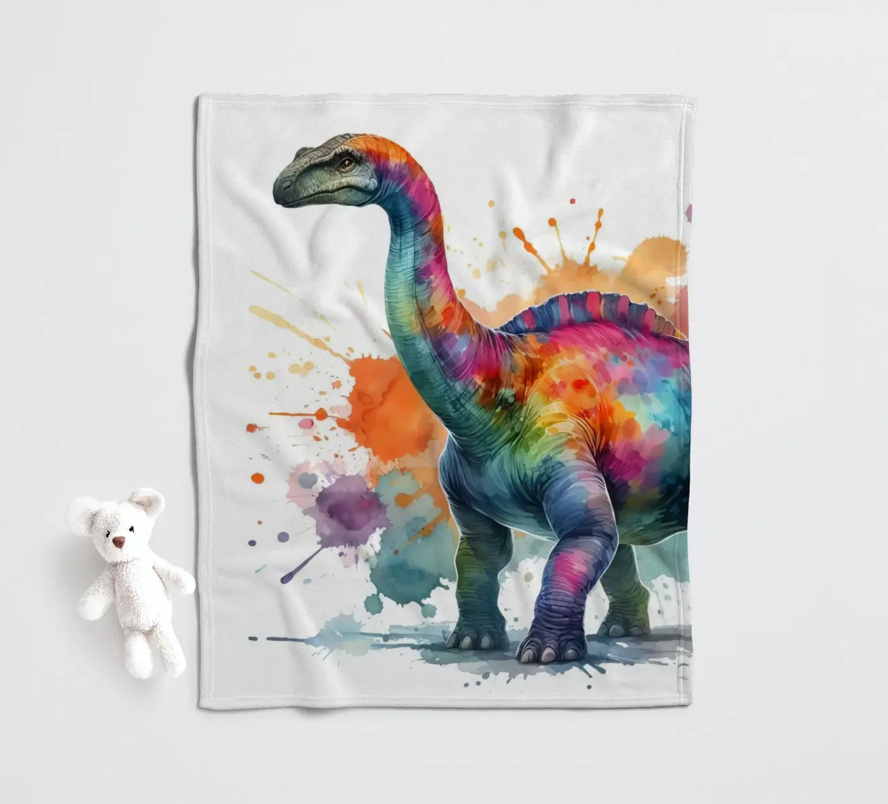 Dinosauro ad acquerello coperta in pile da 🎁 ARTVI-SHOP