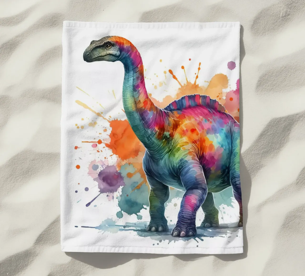 Dinosauro ad acquerello telo mare da 🎁 ARTVI-SHOP