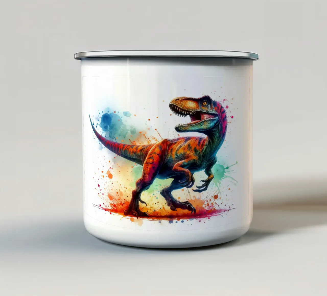 Dinosauro ad acquerello tazza in smalto da ARTVI-SHOP