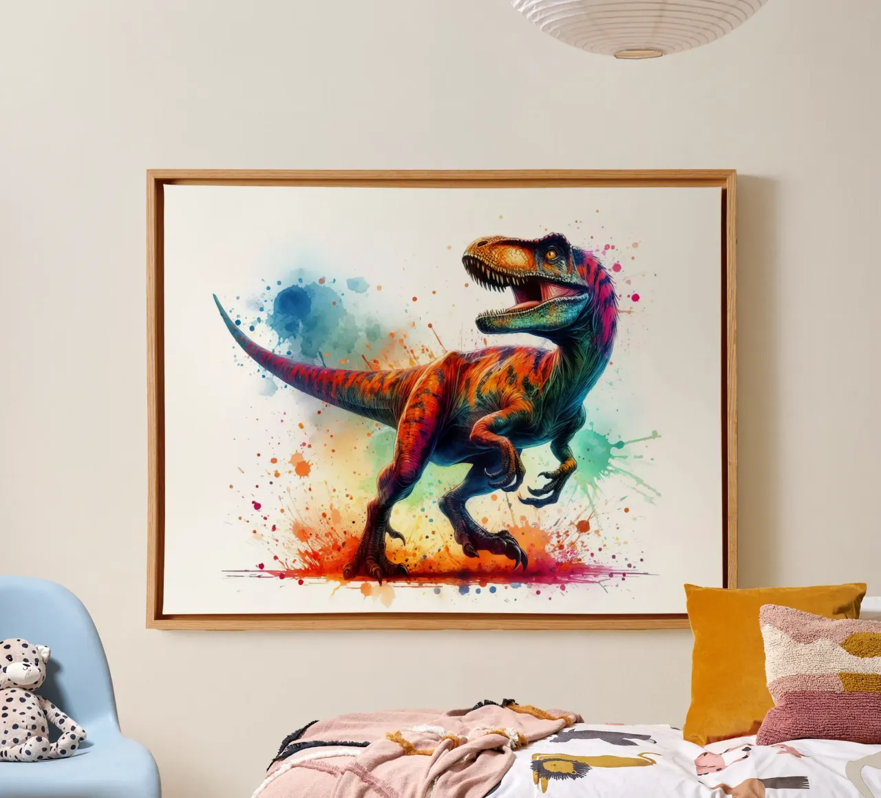 Dinosauro ad acquerello tela con Cornice a cassetta da 🎁 ARTVI-SHOP