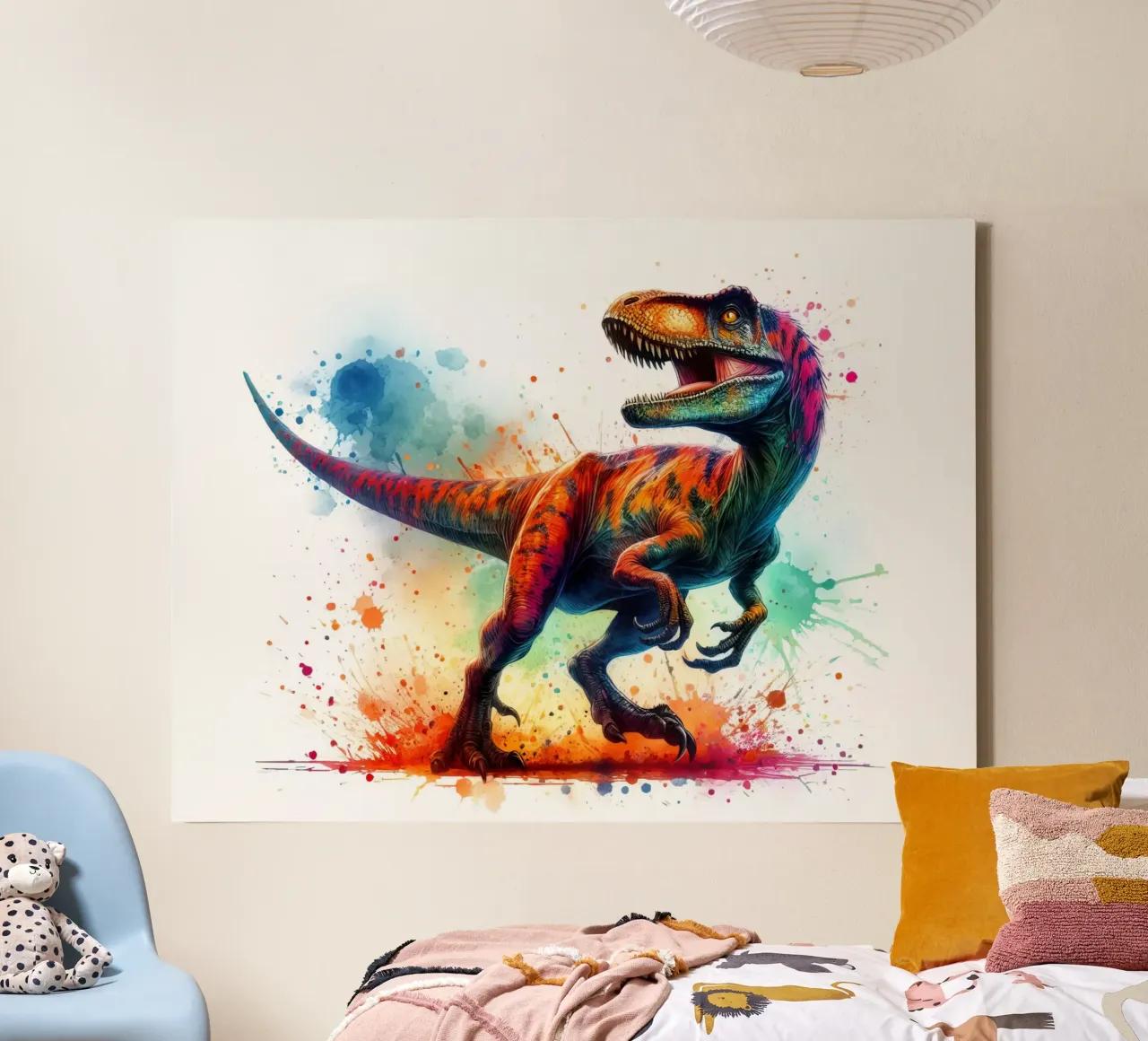 Dinosauro ad acquerello tela con Cornice a cassetta da 🎁 ARTVI-SHOP