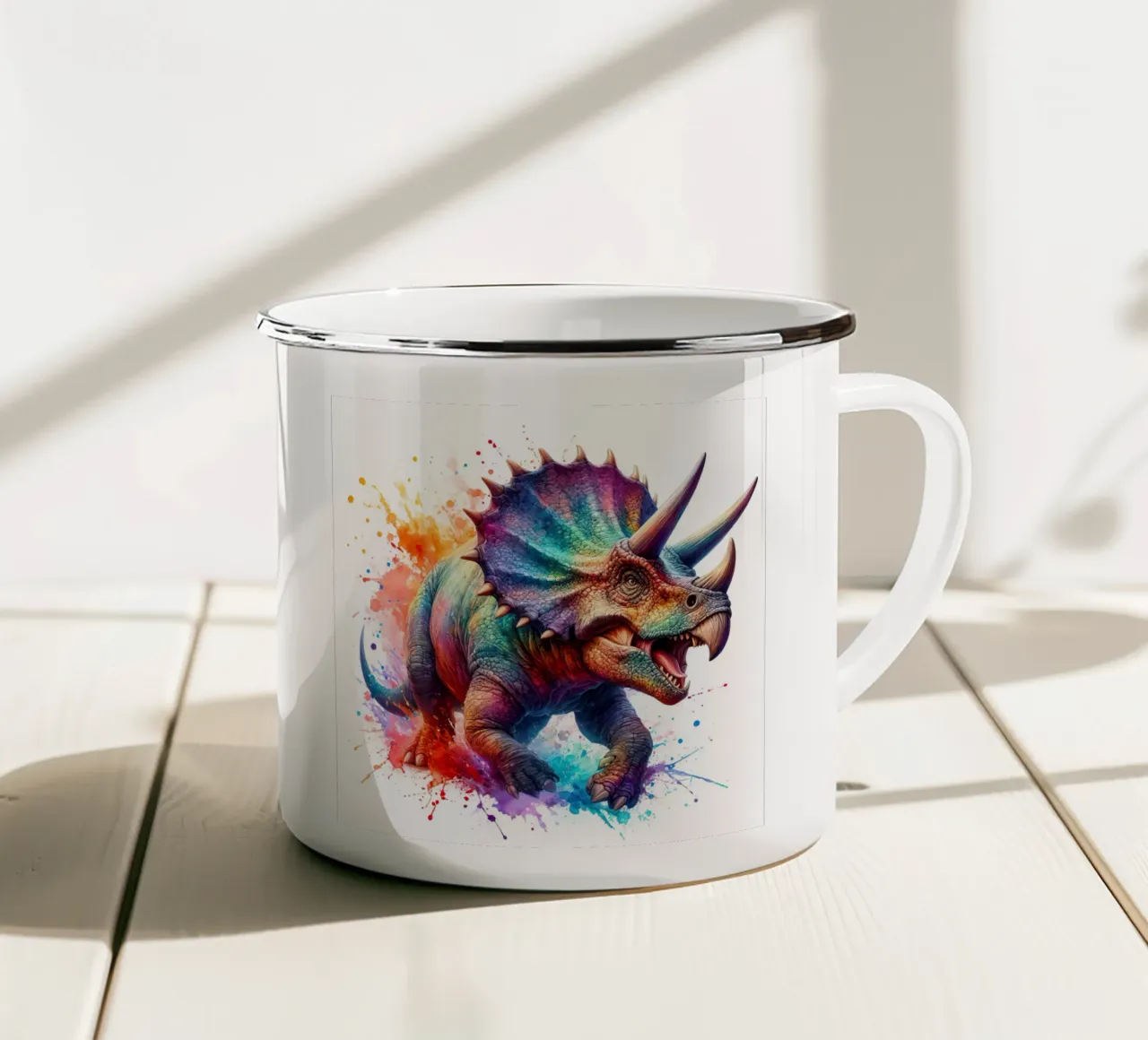 Dinosauro ad acquerello tazza in smalto da ARTVI-SHOP
