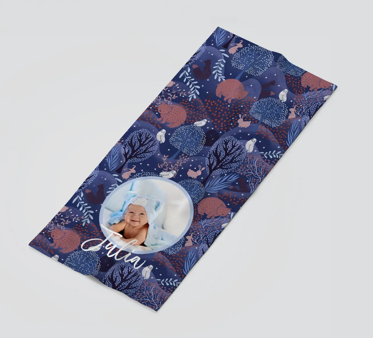 Personalized Magical Woodland Forest Creatures Baby kid art beach towel by Patruschka’s Patterns