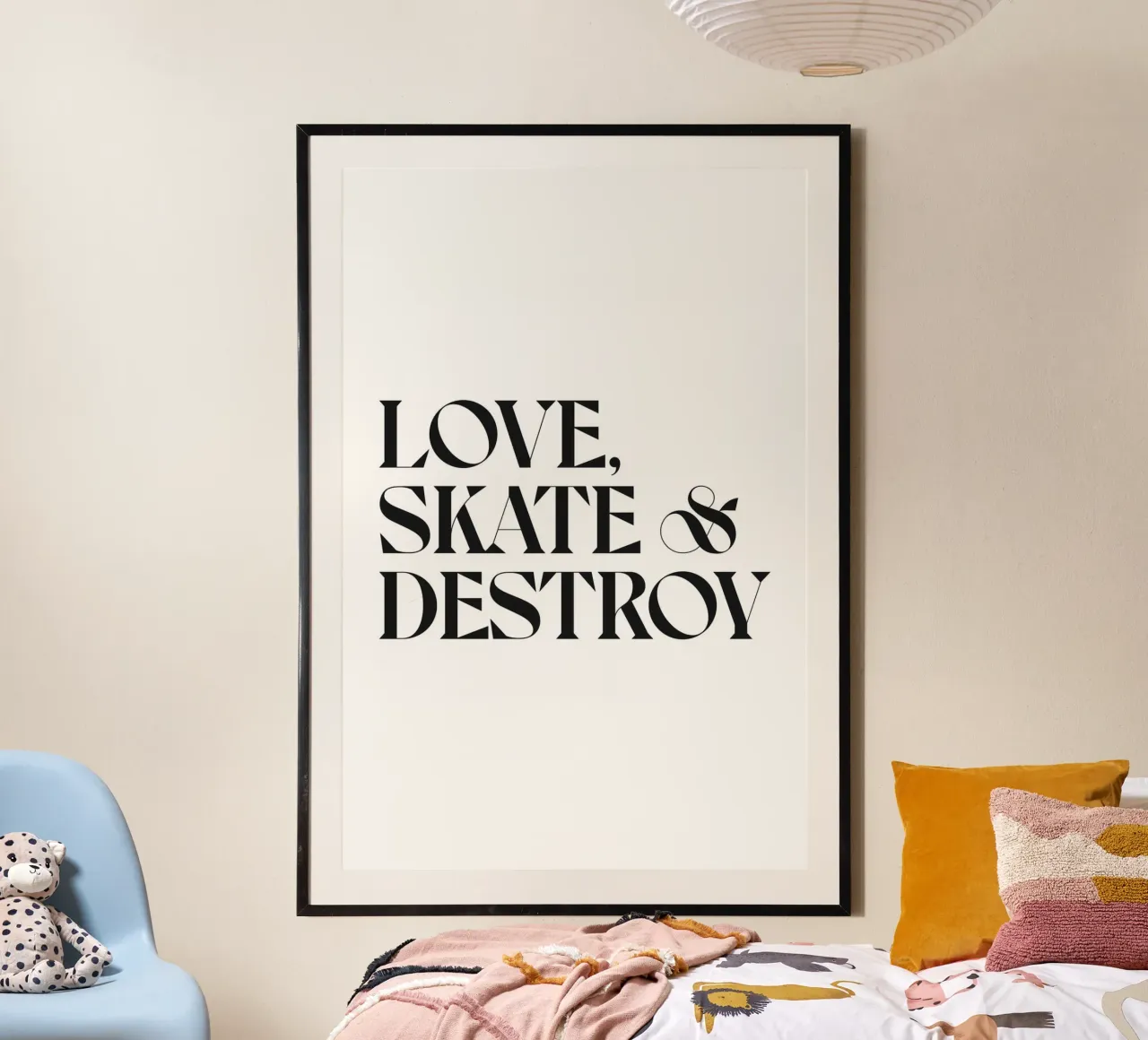 AMARE, PATTINARE E DISTRUGGERE poster con telaio in plastica da n.4