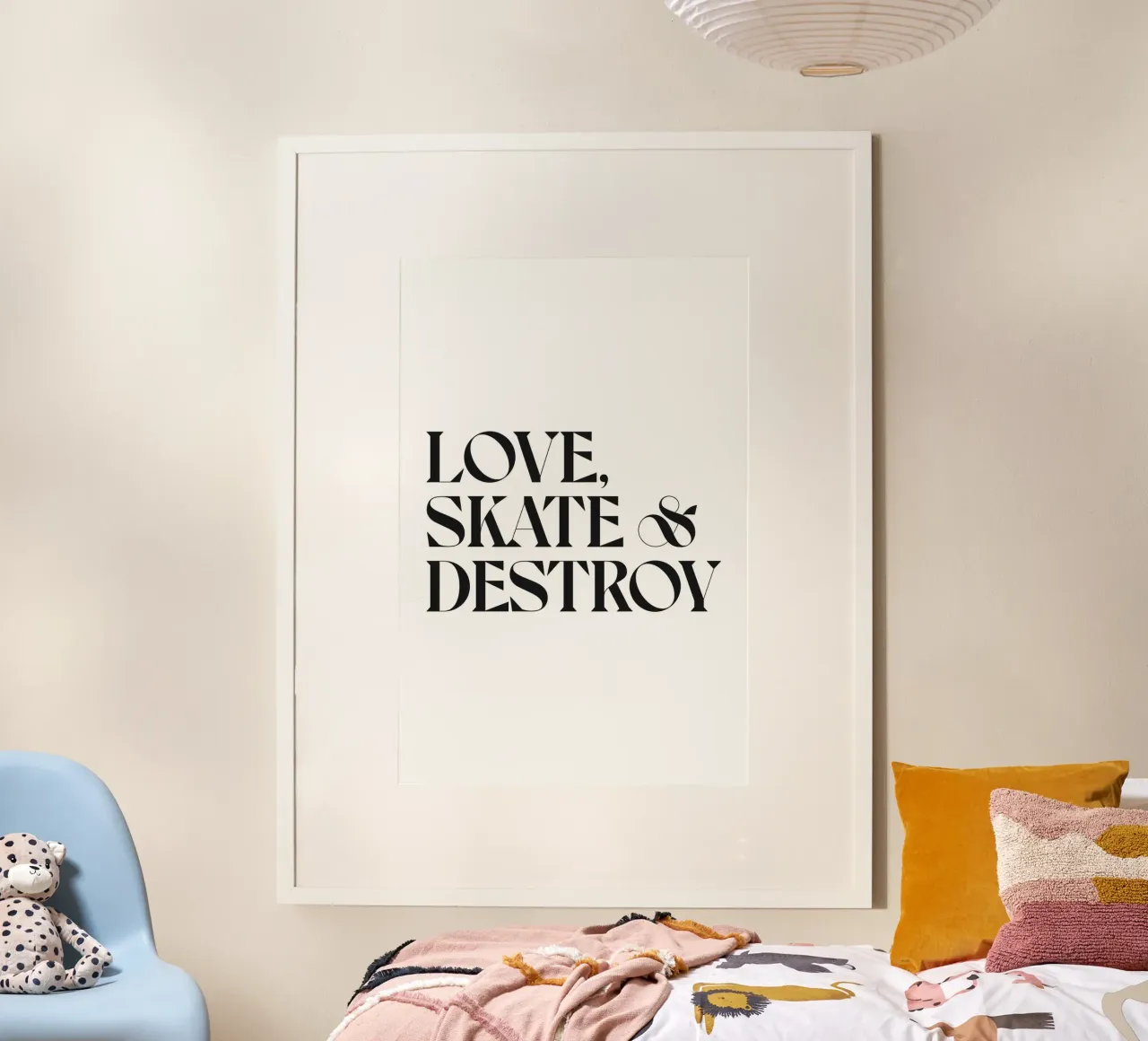 AMARE, PATTINARE E DISTRUGGERE poster con telaio in plastica da n.4