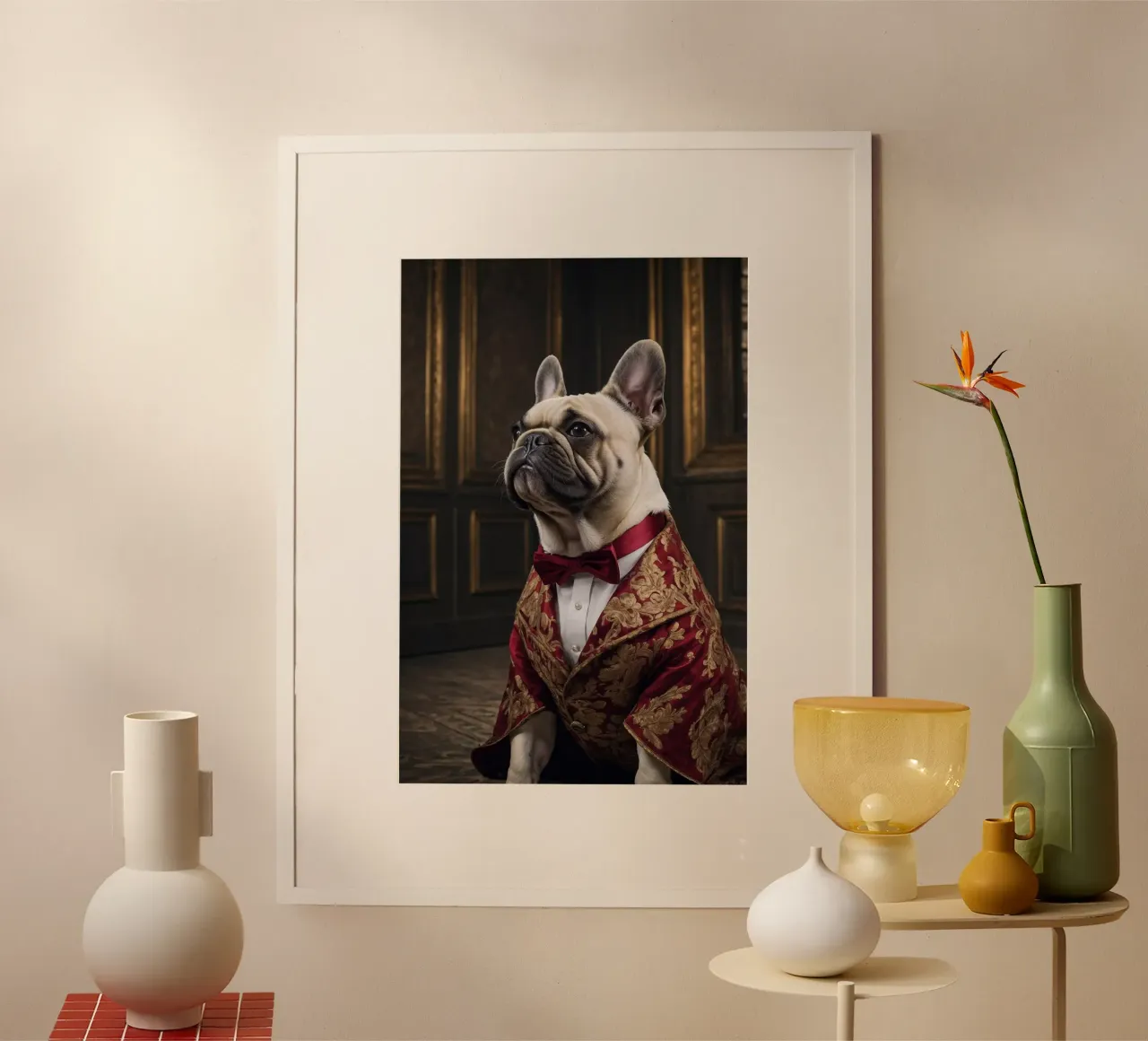 Duke Barkington - Il regale bulldog francese poster con telaio in plastica da Beasts of Nobility