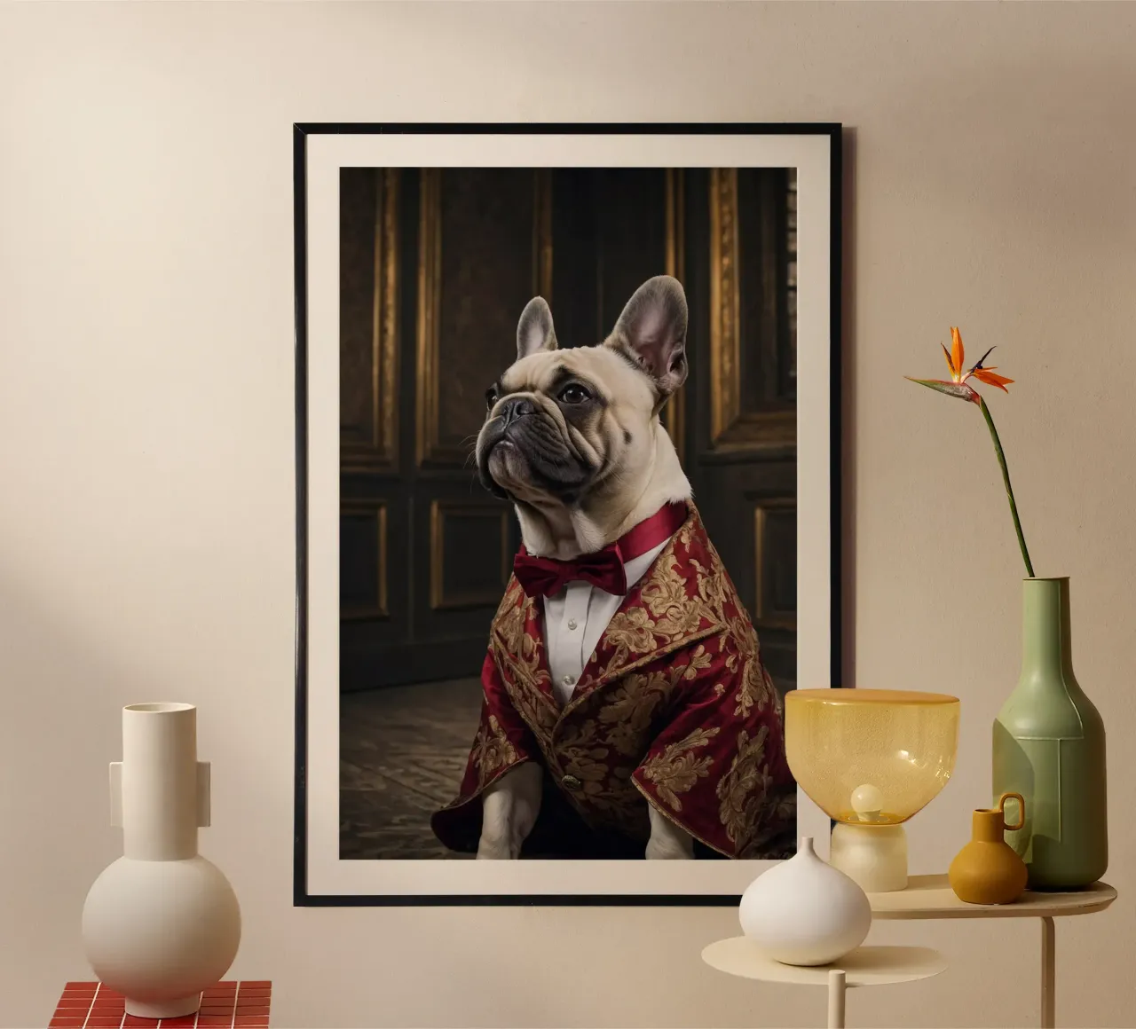 Duke Barkington - Il regale bulldog francese poster con telaio in plastica da Beasts of Nobility