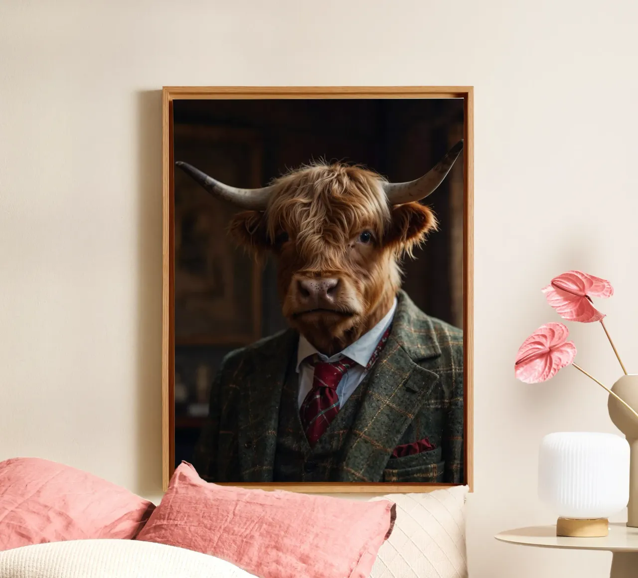 Lord Angus McMoo - La nobile mucca delle Highlands tela con Cornice a cassetta da Beasts of Nobility