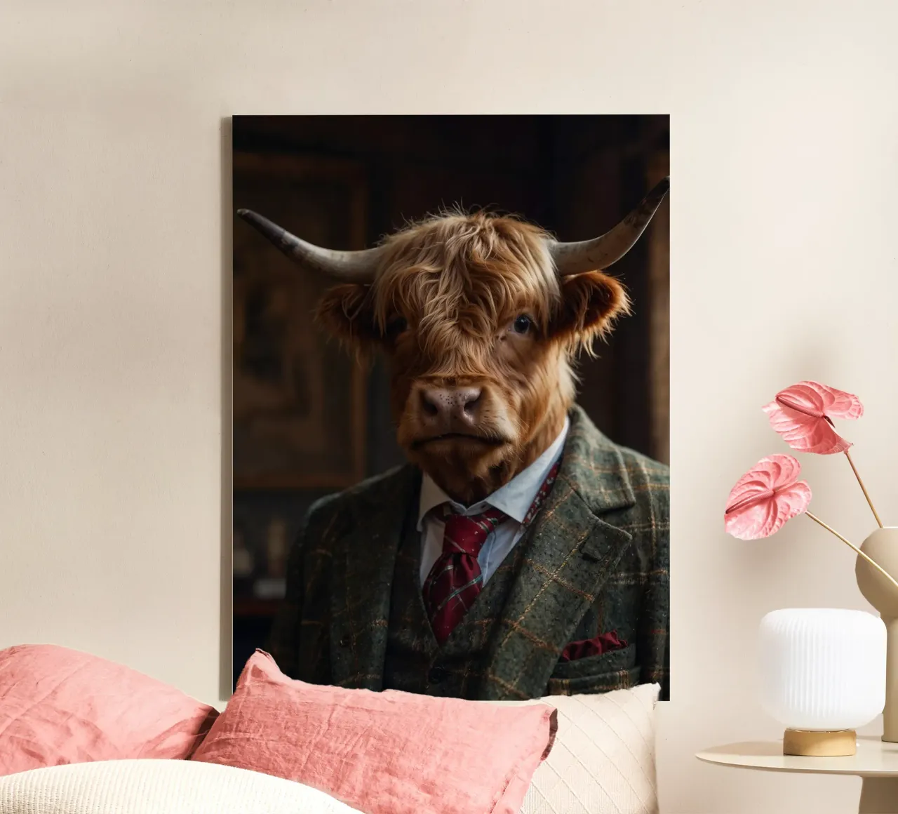 Lord Angus McMoo - La nobile mucca delle Highlands tela con Cornice a cassetta da Beasts of Nobility