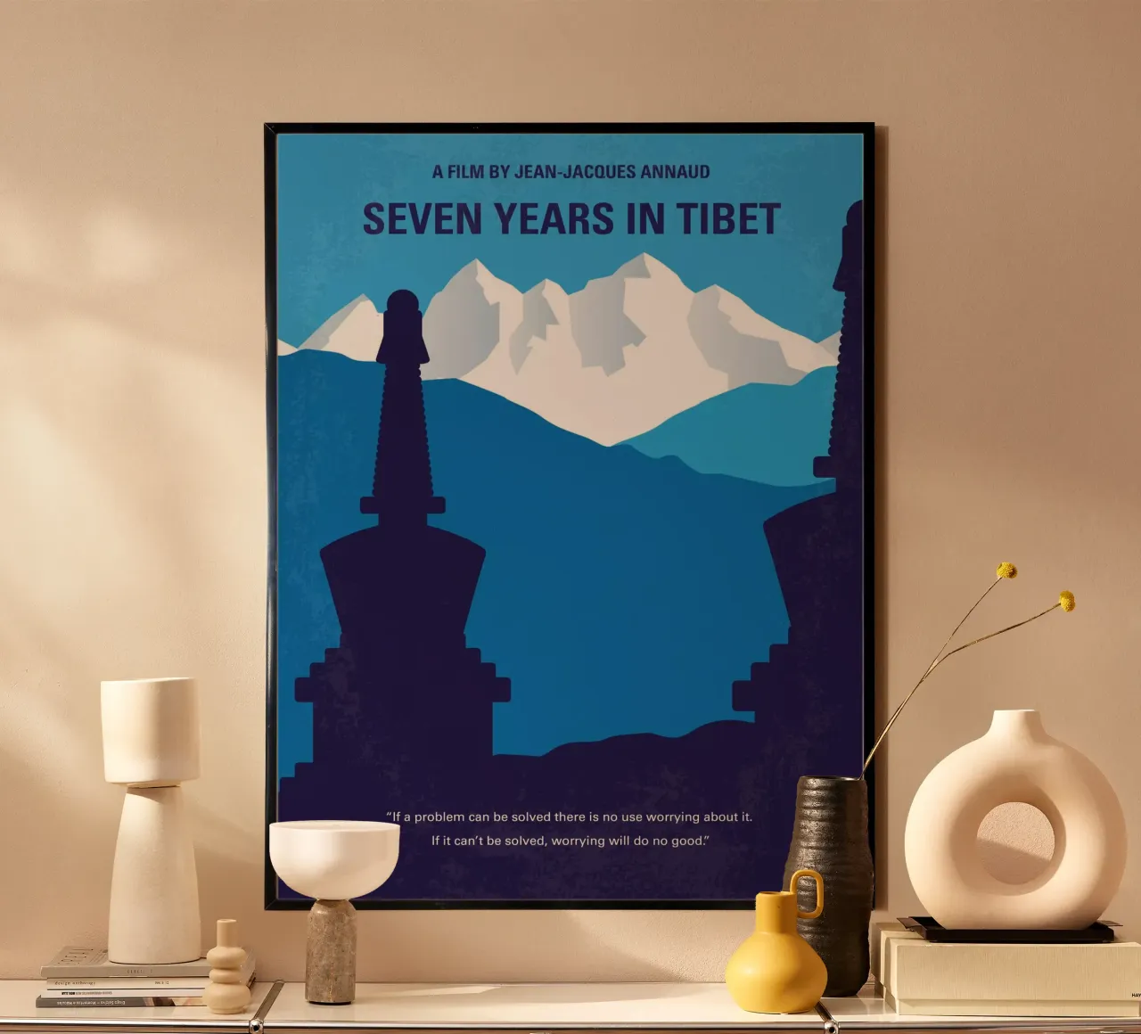 No559 My Seven Years in Tibet minimal movie poster poster con telaio in alluminio da Chungkong
