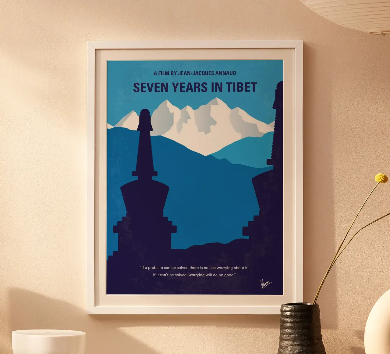 No559 My Seven Years in Tibet minimal movie poster poster con telaio in alluminio da Chungkong