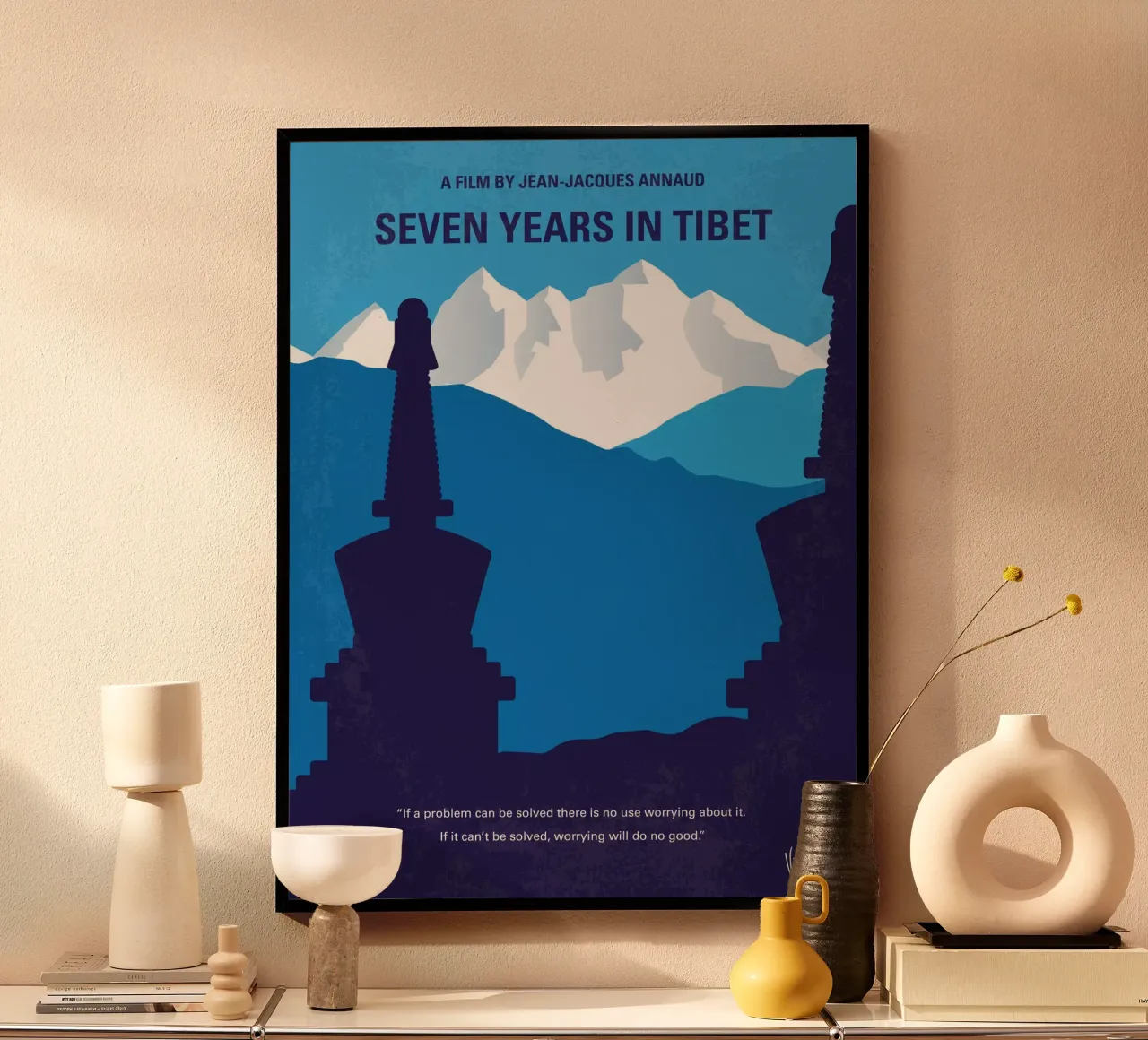 No559 My Seven Years in Tibet minimal movie poster poster con telaio in alluminio da Chungkong