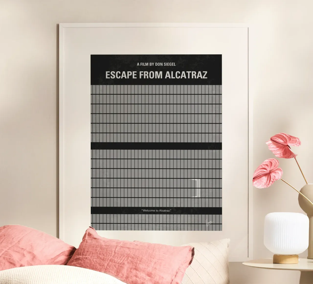 No566 My Escape From Alcatraz minimal movie poster poster con telaio in alluminio da Chungkong