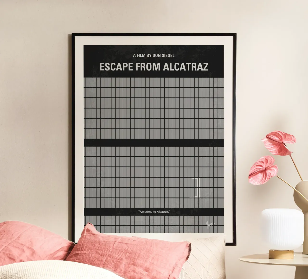 No566 My Escape From Alcatraz minimal movie poster poster con telaio in alluminio da Chungkong